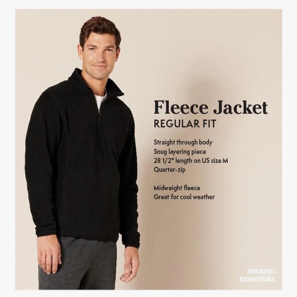 EUC Amazon Essentials Black Fleece Jacket Size M